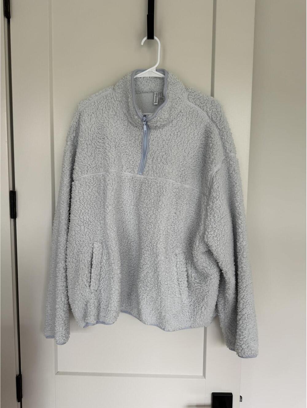H&M Divided Light Blue Sherpa Fleece Pullover Half-Zip Sweater XXL
